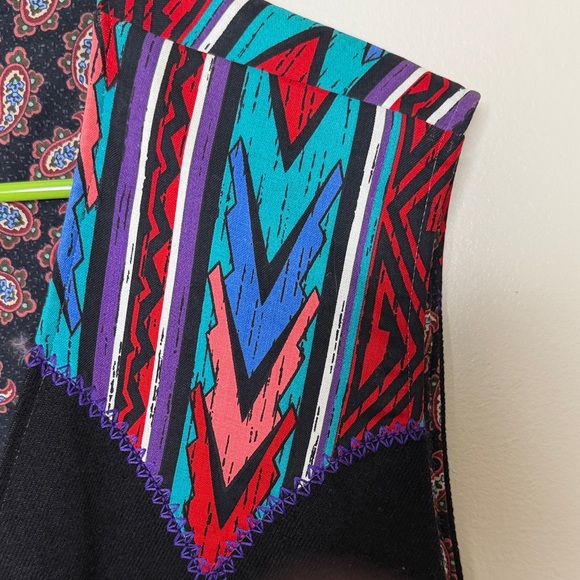 Unique Vintage-Inspired Black Vest Southwest/Aztec Inspired - Picture 6 of 12